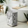 imageSimple Houseware Large 82L Laundry Basket with Wheels Handles and Mesh Cover Collapsible Fabric Hamper Geometric GrayGray