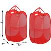 imageSimple Houseware Mesh PopUp Laundry Hamper Basket with Side Pocket BlackRed