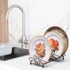 imageSimple Houseware Vertical Plate Stand Holder Dish Rack Dinnerware Organizer with Elegant Wire Design 6Compartment Black