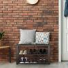 imageSimple Houseware Wood Top Shoe Storage Bench for Entryway Rustic BrownDark Brown