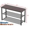 imageSimple Houseware Wood Top Shoe Storage Bench for Entryway Rustic BrownDark Brown