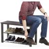 imageSimple Houseware Wood Top Shoe Storage Bench for Entryway Rustic BrownDark Brown