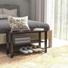 imageSimple Houseware Wood Top Shoe Storage Bench for Entryway Rustic BrownDark Brown