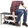 imageSimple Houseware Wood Top Shoe Storage Bench for Entryway Rustic BrownGrey