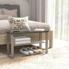 imageSimple Houseware Wood Top Shoe Storage Bench for Entryway Rustic BrownGrey