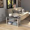imageSimple Houseware Wood Top Shoe Storage Bench for Entryway Rustic BrownGrey