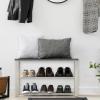 imageSimple Houseware Wood Top Shoe Storage Bench for Entryway Rustic BrownGrey