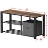 imageSimple Houseware Wood Top Shoe Storage Bench for Entryway Rustic BrownRustic Brown