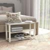 imageSimple Houseware Wood Top Shoe Storage Bench for Entryway Rustic BrownWhite