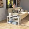 imageSimple Houseware Wood Top Shoe Storage Bench for Entryway Rustic BrownWhite