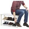 imageSimple Houseware Wood Top Shoe Storage Bench for Entryway Rustic BrownWhite