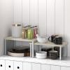 imageSimple Houseware Wooden Top Expandable Stackable Kitchen Cabinet and Counter Shelf Organizer Rustic BrownMaple