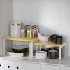 imageSimple Houseware Wooden Top Expandable Stackable Kitchen Cabinet and Counter Shelf Organizer Rustic BrownOak
