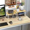 imageSimple Houseware Wooden Top Expandable Stackable Kitchen Cabinet and Counter Shelf Organizer Rustic BrownOak