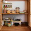 imageSimple Houseware Wooden Top Expandable Stackable Kitchen Cabinet and Counter Shelf Organizer Rustic BrownOak