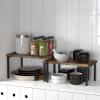 imageSimple Houseware Wooden Top Expandable Stackable Kitchen Cabinet and Counter Shelf Organizer Rustic BrownRustic Brown