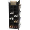 imageSimple Houseware 16 Cube Shoe Stand Tower Rack 8 Tier with Top Shelf and Side Hanging Pockets GrayBlack