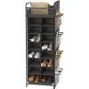 imageSimple Houseware 16 Cube Shoe Stand Tower Rack 8 Tier with Top Shelf and Side Hanging Pockets GrayDark Gray