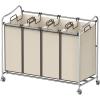 imageSimple Houseware 4Bag Heavy Duty Laundry Sorter Rolling Cart SilverAssortedChrome