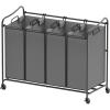 imageSimple Houseware 4Bag Heavy Duty Laundry Sorter Rolling Cart SilverAssortedDark Grey
