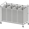 imageSimple Houseware 4Bag Heavy Duty Laundry Sorter Rolling Cart SilverAssortedSilver