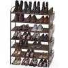 imageSimple Houseware 6Tier Shoe Rack Storage Organizer wSide Hanging Bag GreyBronze