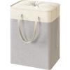 imageSimple Houseware 75L Collapsible Laundry Hamper Rectangle Cotton Basket with Drawstring Closure and Handles Gray1Pack
