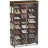 imageSimple Houseware 8 Tiers Shoe Rack with Zipper Cover  Side Hanging Pockets BrownBrown