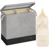 imageSimple Houseware Double Bin Laundry Hamper with Braided Handles and Removable Laundry BagsLid Gray