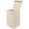 imageSimple Houseware Foldable Laundry Hamper Basket with Lid BlackBeige
