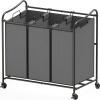 imageSimple Houseware HeavyDuty 3Bag Laundry Sorter Cart SilverDark Grey