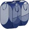 imageSimple Houseware Mesh PopUp Laundry Hamper Basket with Side Pocket BlackDark Blue