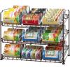 imageSimple Houseware Stackable Can Organizer Rack for PantryCabinet  115quot D x 17quot W x 1375quot H Holds 36 Cans 3Tier Can Food Storage Dispenser ChromeBronze