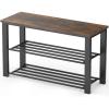 imageSimple Houseware Wood Top Shoe Storage Bench for Entryway Rustic BrownRustic Brown