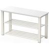 imageSimple Houseware Wood Top Shoe Storage Bench for Entryway Rustic BrownWhite