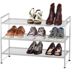 imageSIMPLE HOUSEWARE 3Tier Stackable Mesh Shoe Rack SilverSilver