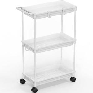 imageSIMPLE HOUSEWARE Standard 3Tier Slim Rolling Storage Cart WhiteWhite