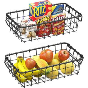 imageSimple Houseware 2 Pack Stackable Single Wire Basket 115 x 15 x 75 inBlack