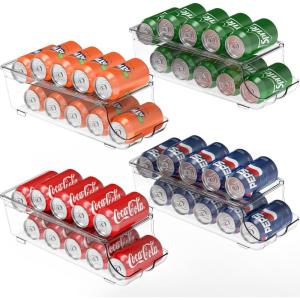 imageSimple Houseware 2Pack FrontLoading Beverage Soda Can Organizer Dispenser Clear4 Pack