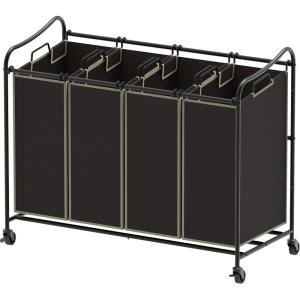 imageSimple Houseware 4Bag Heavy Duty Laundry Sorter Rolling Cart SilverAssortedBronze