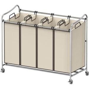 imageSimple Houseware 4Bag Heavy Duty Laundry Sorter Rolling Cart SilverAssortedChrome