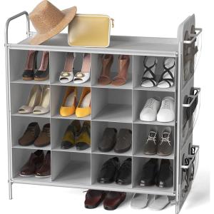 imageSimple Houseware 4Tier 16 Cube Shoe Cubby Rack Organizer Gray