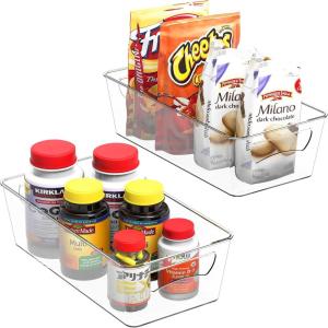 imageSimple Houseware Clear Storage Bins Organizer for Freezer  Fridge  Pantry 12 x 62 x 34 4 Packs2 Pack  12 x 6 x 34