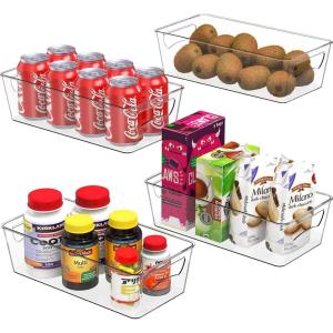 imageSimple Houseware Clear Storage Bins Organizer for Freezer  Fridge  Pantry 12 x 62 x 34 4 Packs4 Pack  12 x 6 x 34