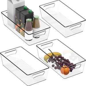 imageSimple Houseware Clear Storage Bins Organizer for Freezer  Fridge  Pantry 12 x 62 x 34 4 Packs4 Pack  14 x 7 x 375