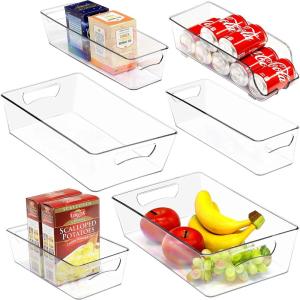 imageSimple Houseware Clear Storage Bins Organizer for Freezer  Fridge  Pantry 12 x 62 x 34 4 Packs6 Pack  Assorted Sizes