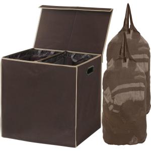 imageSimple Houseware Double Laundry Hamper with Lid and Removable Bags BlackBrown