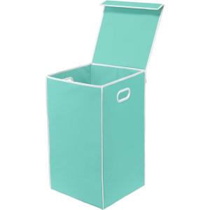 imageSimple Houseware Foldable Laundry Hamper Basket with Lid BlackTurquoise