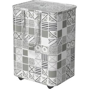 imageSimple Houseware Large 82L Laundry Basket with Wheels Handles and Mesh Cover Collapsible Fabric Hamper Geometric GrayGray