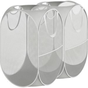 imageSimple Houseware Mesh PopUp Laundry Hamper Basket with Side Pocket BlackGray